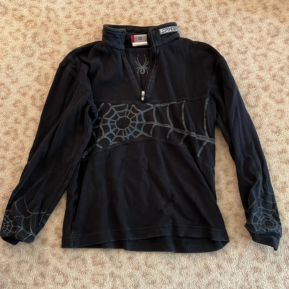 Kids M black spyder half zip